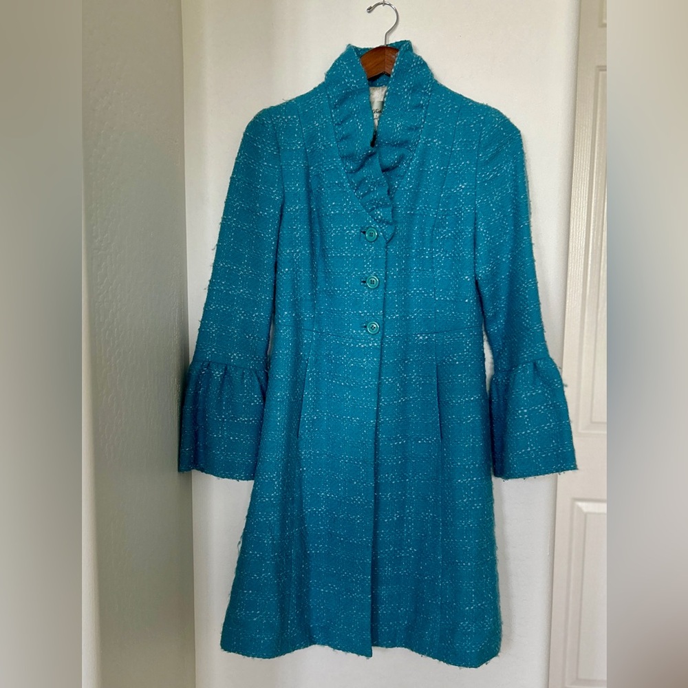 Beth Bowley Turquoise Tweed Coat